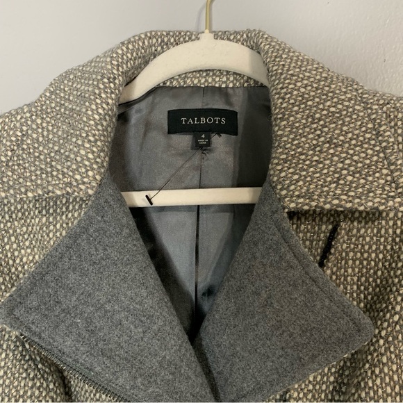 Talbots gray and cream tweed wool blend moto‎ jacket. Size 4 - Picture 6 of 11